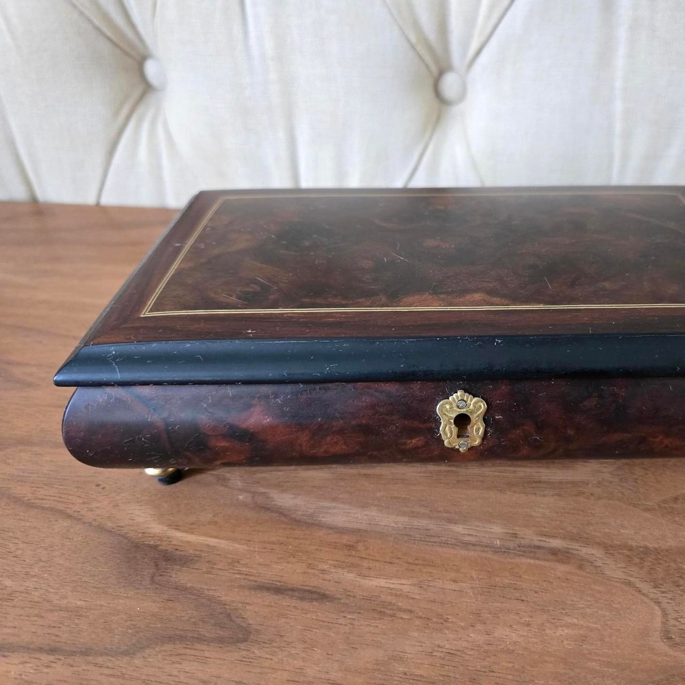 Vintage Italian walnut wood music jewelry box – Torna a Surriento